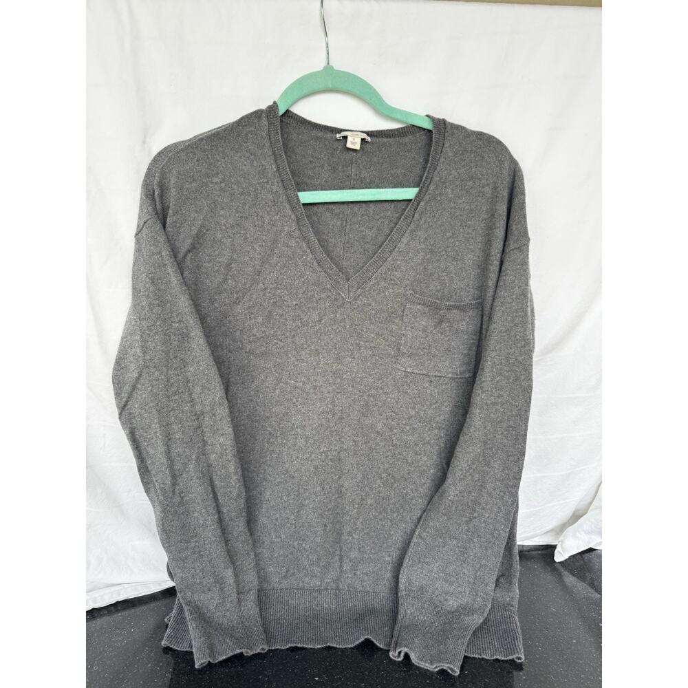GAP BF V-Neck Sweater 100% Cotton knit charcoal Women's Small Heritage